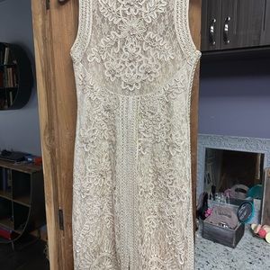 Sue Wong Nocturne sleeveless dress formal cocktail wedding shift 10 cream lined